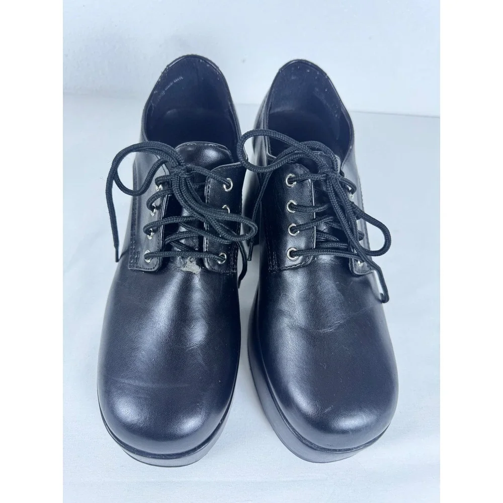 Funtasma Jazz-02 Platform Oxford Laces Black Chunky Block Heel Vegan Goth Grunge